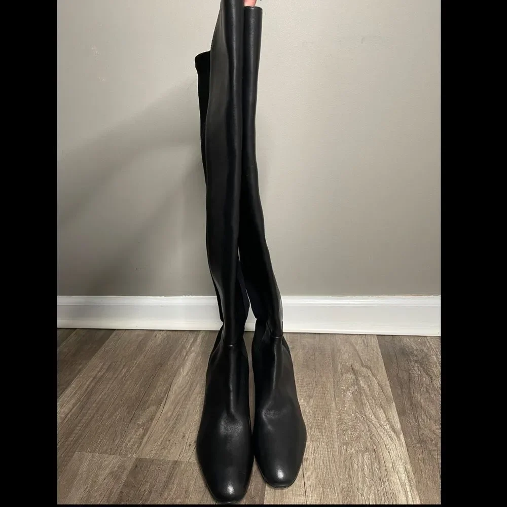 STUART WEITZMAN Gillian Leather Block Heel Knee-High Boots